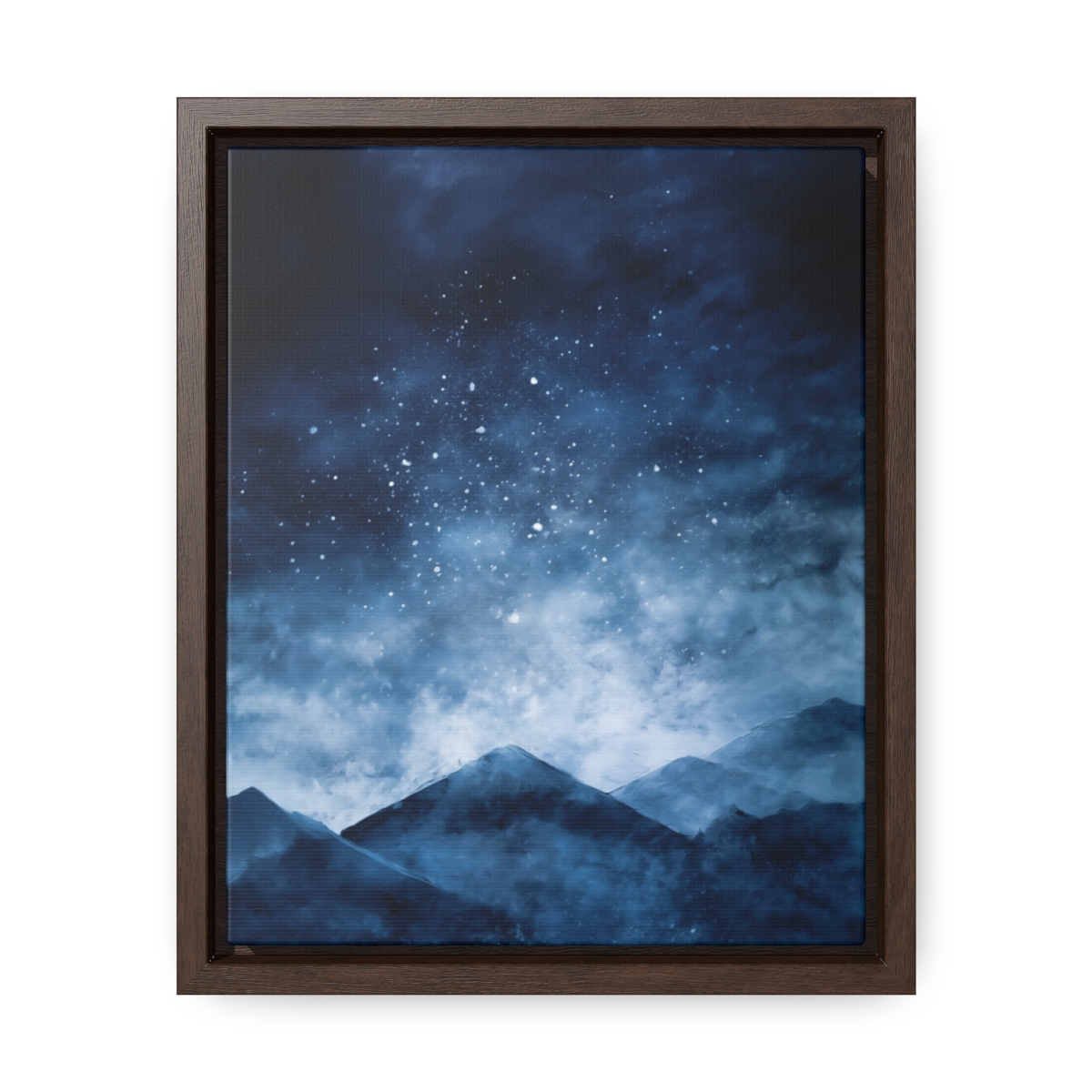 Snowy Mountains Blue Abstract Art | Framed Gallery Wrapped Canvas