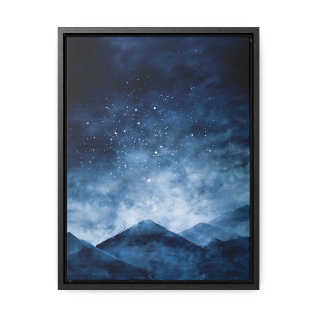 Snowy Mountains Blue Abstract Art | Framed Gallery Wrapped Canvas