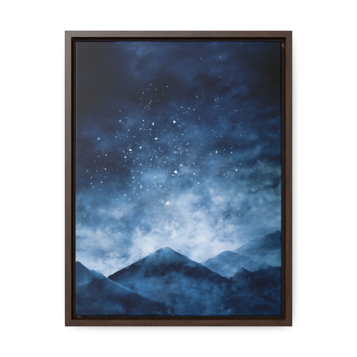 Snowy Mountains Blue Abstract Art | Framed Gallery Wrapped Canvas
