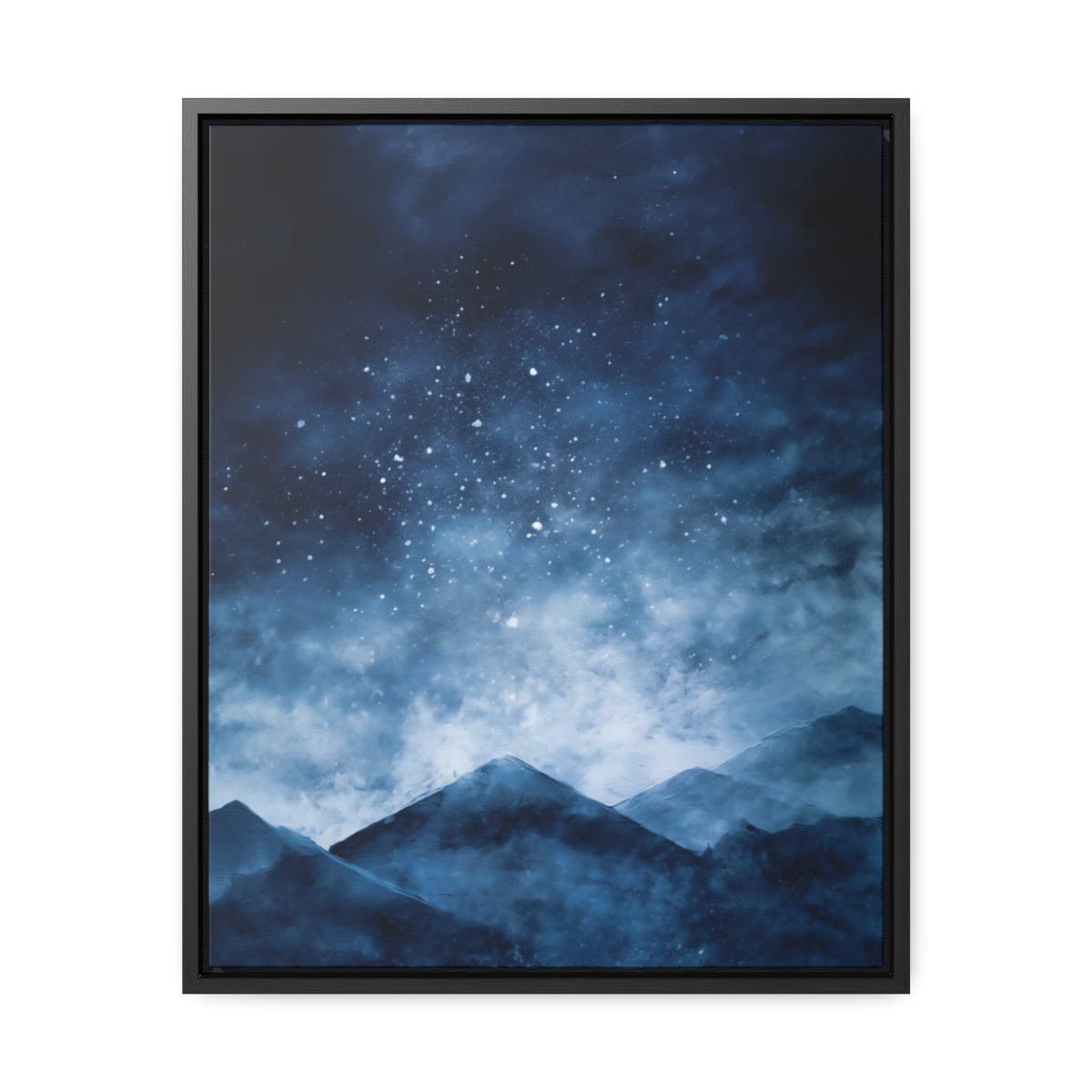 Snowy Mountains Blue Abstract Art | Framed Gallery Wrapped Canvas