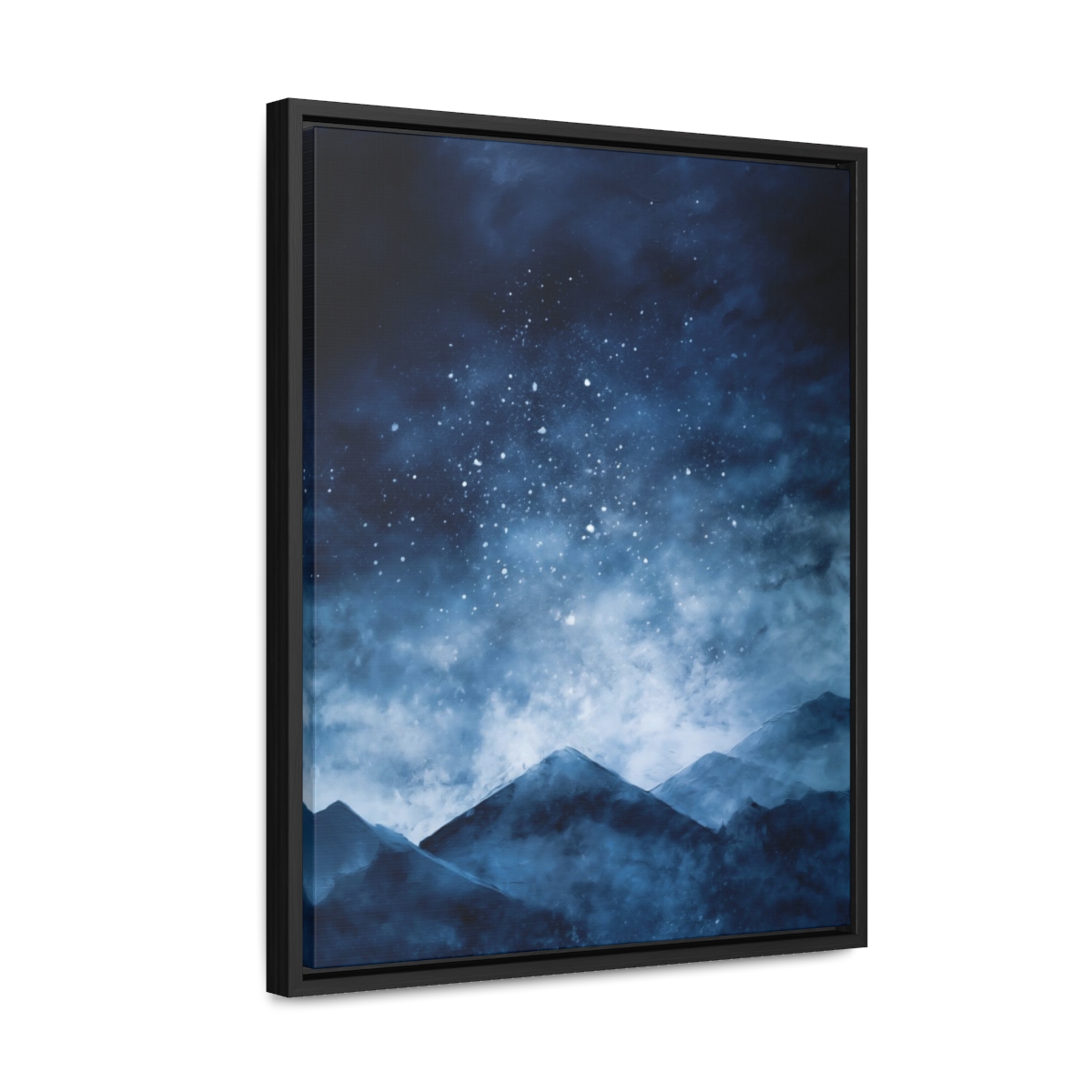 Snowy Mountains Blue Abstract Art | Framed Gallery Wrapped Canvas