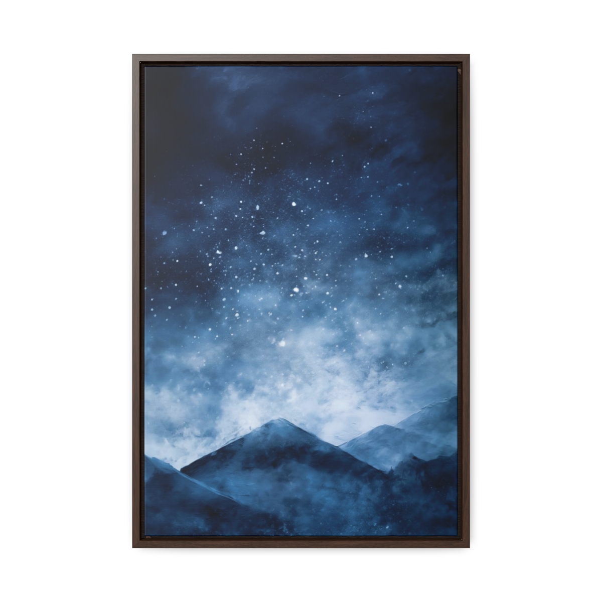 Snowy Mountains Blue Abstract Art | Framed Gallery Wrapped Canvas