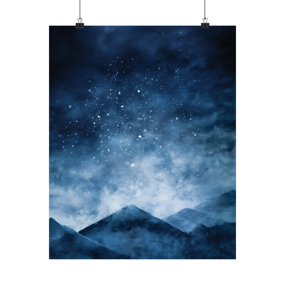 Snowy Mountains Blue Abstract Art | Matte Poster