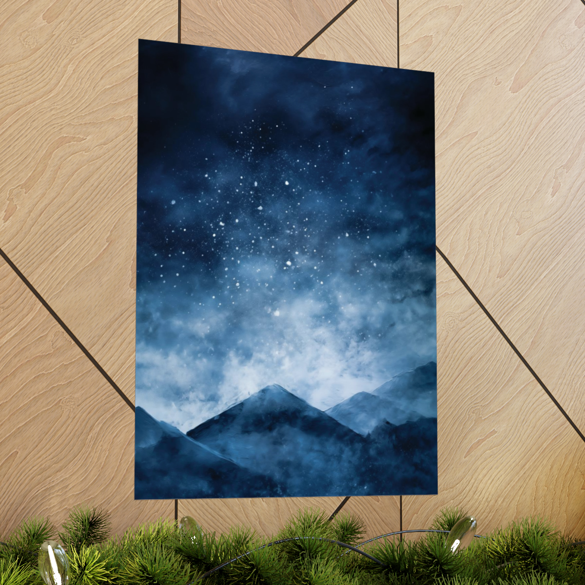 Snowy Mountains Blue Abstract Art | Matte Poster