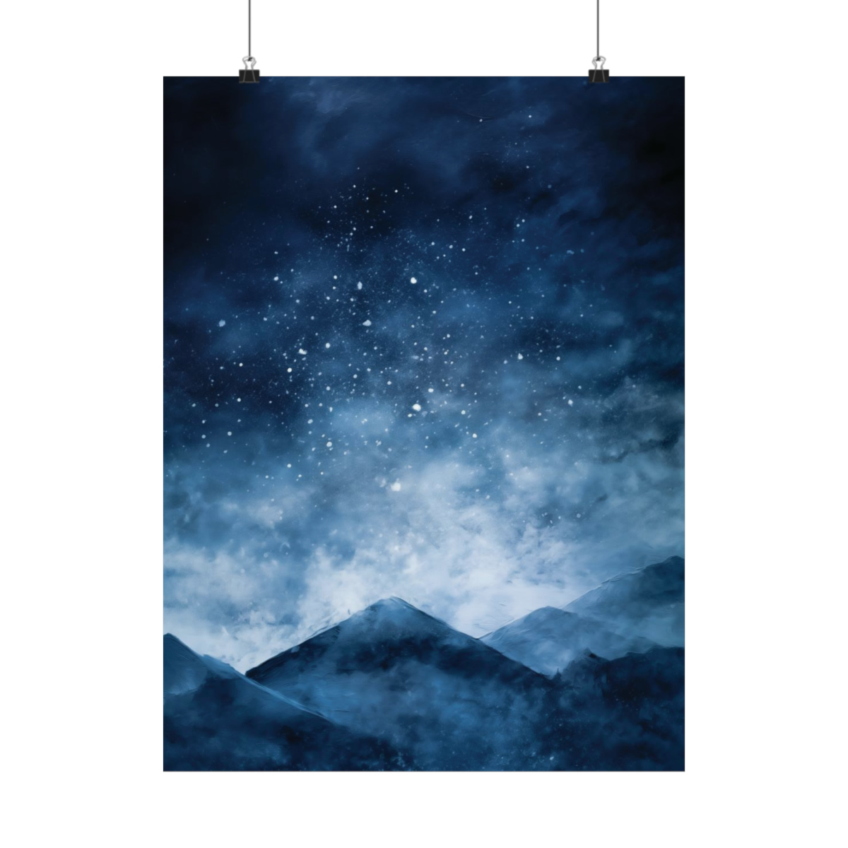 Snowy Mountains Blue Abstract Art | Matte Poster