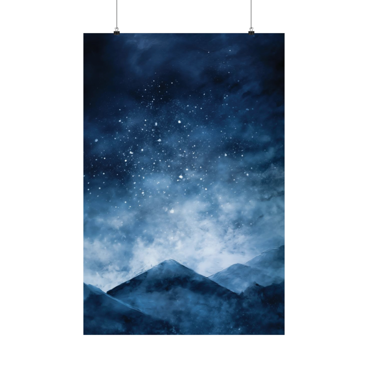 Snowy Mountains Blue Abstract Art | Matte Poster