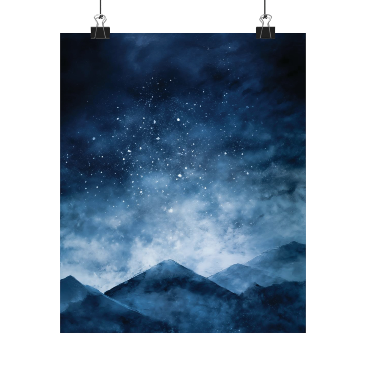 Snowy Mountains Blue Abstract Art | Matte Poster