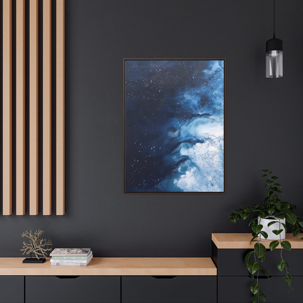 Melting Icebergs Blue Abstract Art | Framed Gallery Wrapped Canvas