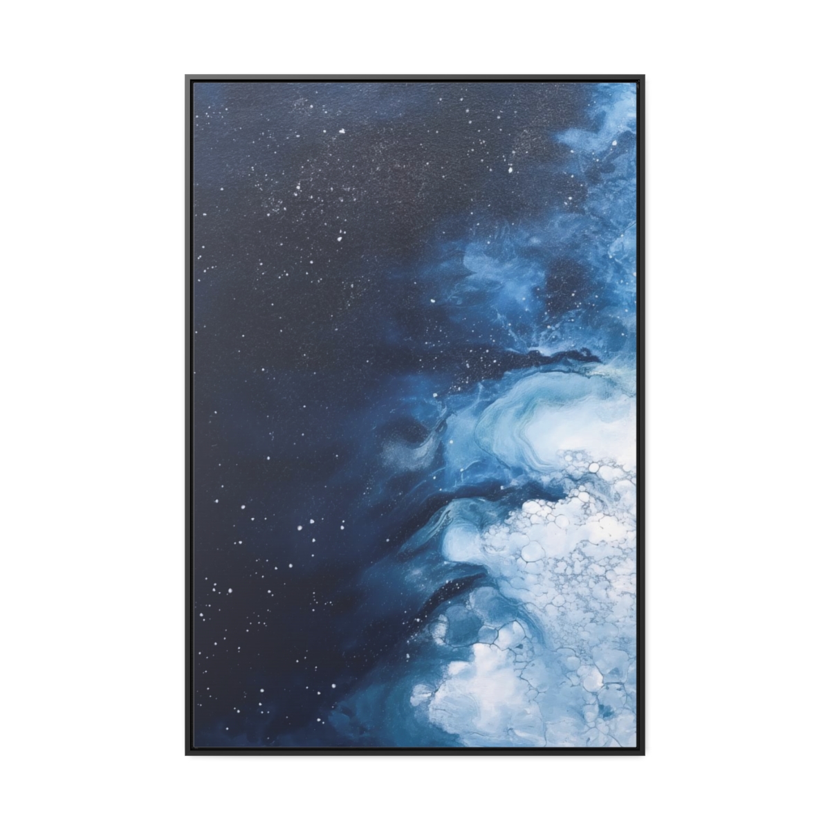 Melting Icebergs Blue Abstract Art | Framed Gallery Wrapped Canvas