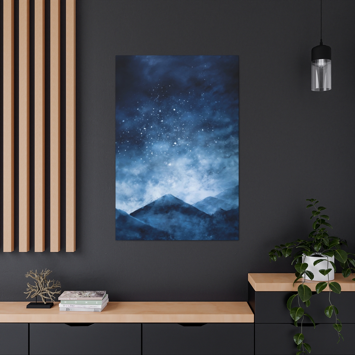 Snowy Mountains Blue Abstract Art | Gallery Wrapped Canvas