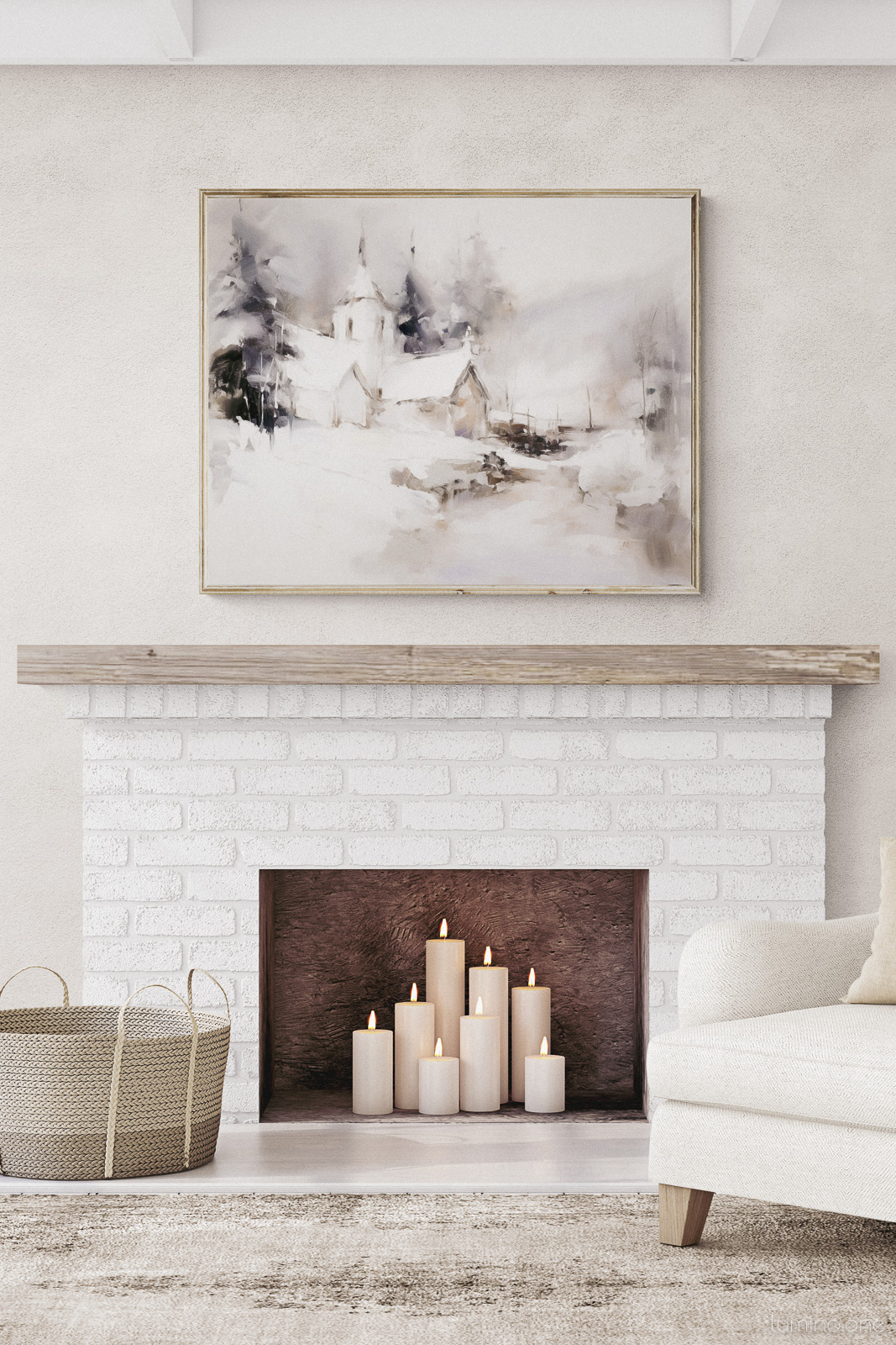 Snowy Winter Scene Purple Church | Fine Art Print
