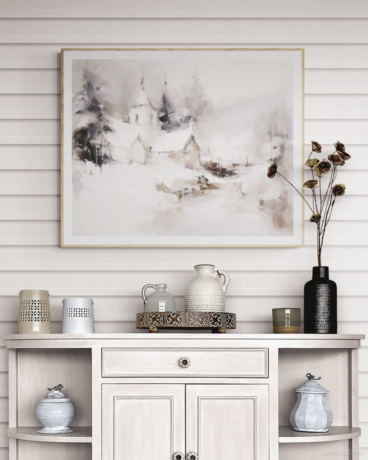 Snowy Winter Scene Purple Church | Fine Art Print