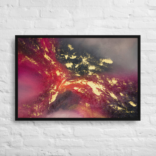 [SOLD] "Crimson Nebula" - Abstract Acrylic Painting | Framed Canvas