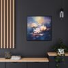Water Lilies Painting, Lilies Wall Art, Yellow Lilies Painting, Dark Blue Wall Art, Dark Academia Art, Moody Wall Art, Dark Aesthetic Art, Dark Floral Wall Art, White Lotus, Black Frame, Gallery Wrapped Canvas
