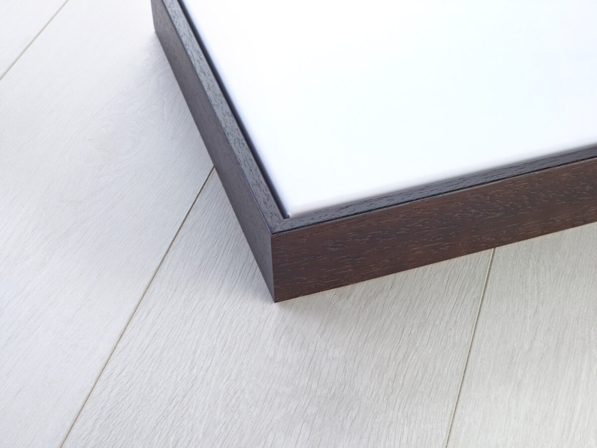 Brown framed canvas corner detail