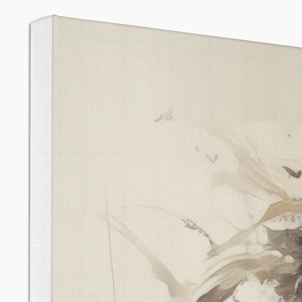 Canvas Edge of Two Horses Running on the Beach Wall Art - 3x1 Aspect Ratio - Floating Frame Canvas
