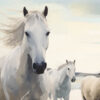 Zoomed In Closeup Detail of a Horses on the Beach Wall Art - 3x2 Aspect Ratio - Floating Frame Canvas