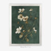 Dark Moody Botanical Wall Art Set of 3, Wild Cosmos Flowers, Dark Green Background, Dark Academia Cottagecore Style, Antique Silver Frame