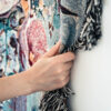 Floral Jacquard Woven Cotton Blanket and Wall Tapestry with Fringe - Flowers in a Vase Art