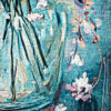 Floral Jacquard Woven Cotton Blanket and Wall Tapestry with Fringe - Flowers in a Vase Art