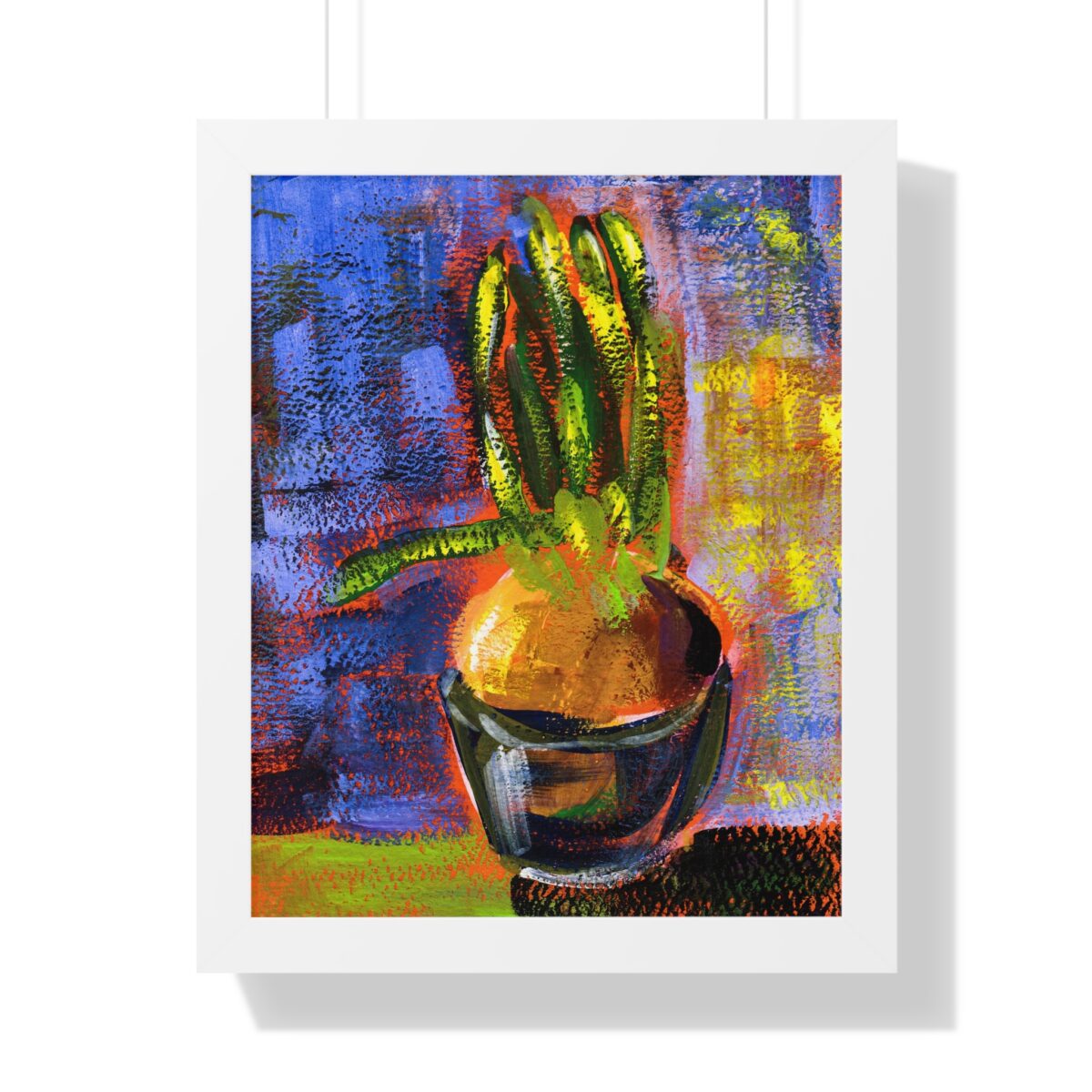 Green Onion Plant Kitchen Wall Art Abstract Painting Print